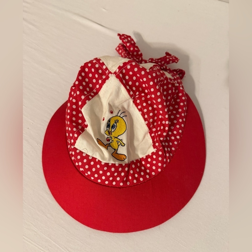 Vintage Warner Bros. Red Polka Dot Hat with Tweety Bird